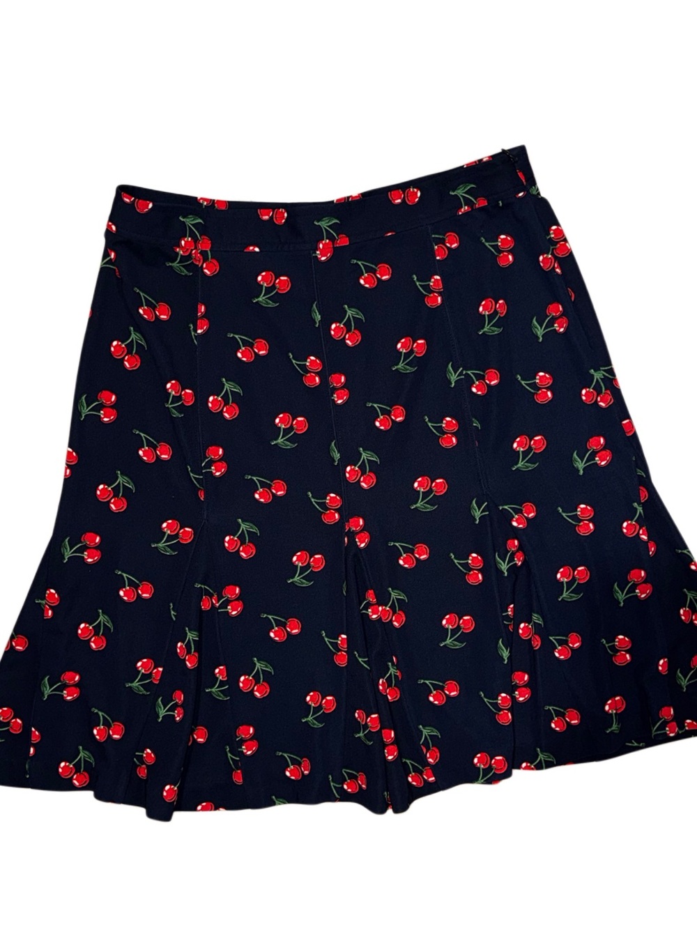 Talbots Cherry Print Godet Flare Midi Skirt